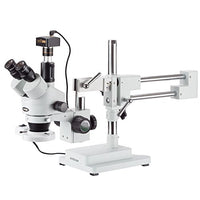AmScope 3.5X-90X Simul-Focal Boom Stereo Microscope with a Fluorescent Light and 1.3MP Camera