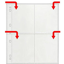 Load image into Gallery viewer, Clear File - Photo Page for 3-Ring Binders - Archival-Plus Safe Plastic - Four 4&quot; x 5&quot; pockets - Holds eight photos - 25 Pack 340025B #34B
