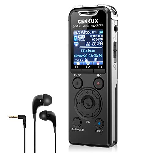 Digital Voice Recorder,CENLUX 8G Double Microphone Noise Reduction Audio Voice Activated Recorder,Portable Sound Recorder MP3 Player for Lectures/Meetings/Interviews/Learning