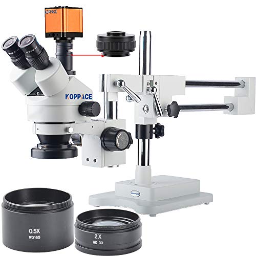 KOPPACE 3.5X-90X Stereo Microscope,16 MP HD Industrial Camera,Full HD 1080P 60FPS,HDMI Electronic Industrial Digital Microscope,Mobile Phone Repair Microscope,Includes 0.5X and 2.0X Barlow Lens