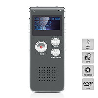 Digital Voice Recorder, 8GB Memory Protable Rechargeable Sound Audio Recorder Dictaphone, Multifunctional MP3 Player with Built-in Speaker for Meeting, Class, Lectures or Interviews (Gray)