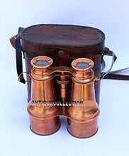 Load image into Gallery viewer, Captains Antique Brass Binoculars with Leather Case 6&quot;

