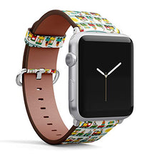 Load image into Gallery viewer, Compatible with Small Apple Watch 38mm, 40mm, 41mm (All Series) Leather Watch Wrist Band Strap Bracelet with Adapters (Train Birthday Characters)
