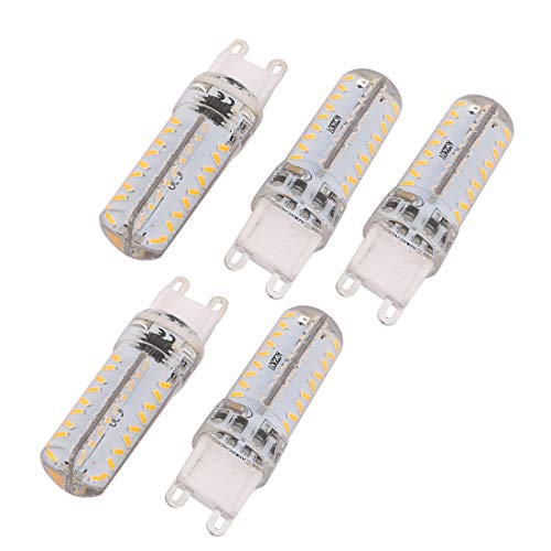 Aexit 5Pcs G9 Lighting fixtures and controls AC 220V 72 LEDs 3014SMD Dimmable LED Silicone Corn Light Bulb Warm White