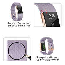 Load image into Gallery viewer, UMAXGET Compatible with Fitbit Charge 2 Bands, 3-Pack Soft Silicone Sport Adjustable Wristband Special Edition with Rose Gold Buckle for Women Men(Large, Black+Lavender+Slate)
