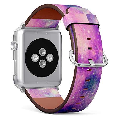 S-Type iWatch Leather Strap Printing Wristbands for Apple Watch 4/3/2/1 Sport Series (42mm) - Nebula Galaxy