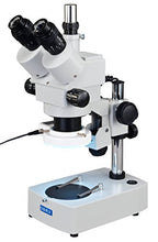 Load image into Gallery viewer, OMAX 3.5X-90X Trinocular Table Stand Stereo Microscope with Dual Illumination System and Additional 54 LED Ring Light
