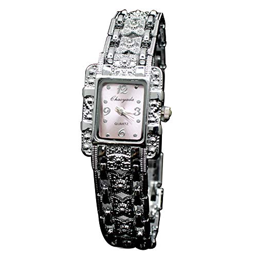 wsloftyGYd-Women Fashion Butterfly Rhinestone Arabic Numbers Square Dial Quartz Wrist Watch - Pink