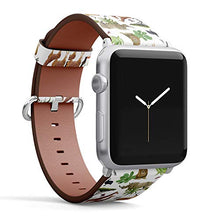Load image into Gallery viewer, Compatible with Big Apple Watch 42mm, 44mm, 45mm (All Series) Leather Watch Wrist Band Strap Bracelet with Adapters (Safari Watercolor)
