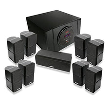Load image into Gallery viewer, 5.1 Channel Home Theater Speaker System - 300W Bluetooth Surround Sound Audio Stereo Power Receiver Box Set w/ Built-in Subwoofer, 5 Speakers, Remote, FM Radio, RCA - Pyle PT589BT
