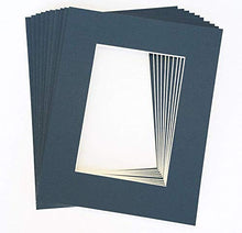 Load image into Gallery viewer, Pack of 25 sets of 8x10 NAVY BLUE Picture Mats Mattes Matting for 5x7 Photo + Backing + Bags
