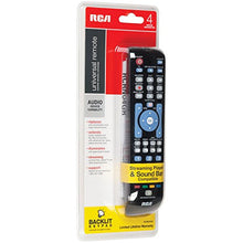 Load image into Gallery viewer, RCA RCRN04GBE Four-Device Universal Remote, Black
