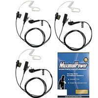 MaximalPower 3 Pack FBI Surveillance Headset Earpiece PTT Mic for Vertex Radio with Kevlar Enforcement