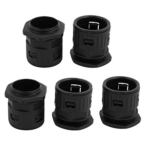 Aexit 5 Pcs Transmission 34.5mm Inner Dia. M36x2mm Thread Plastic Cable Gland Pipe Connector Joints Black
