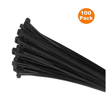 Load image into Gallery viewer, 100 x Black Nylon Cable Ties 300 x 4.8mm / Extra Strong Zip Tie Wraps
