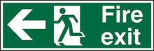 Load image into Gallery viewer, Seco Fire Exit - Arrow Pointing Left, Man Running Left, Fire Exit Sign, 300mm x 100mm - 1mm Semi Rigid Plastic,Green
