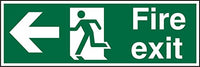 Seco Fire Exit - Arrow Pointing Left, Man Running Left, Fire Exit Sign, 300mm x 100mm - 1mm Semi Rigid Plastic,Green