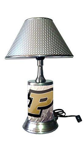 Table Lamp with Shade, a Diamond Plate Rolled in on The lamp Base, PuBo