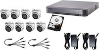 Hikvision 5MP 8CH Turbo HD Analog CCTV System: 8CH DVR with 4TB HDD Installed, 5MP IR 2.8mm Lens Outdoor Mini-Dome Camera x8, DC12V 5Amp Power Supply x2 and 1-to-4 DC Splitter x2