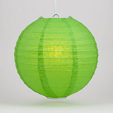Load image into Gallery viewer, Luna Bazaar Premium Paper Lantern Lamp Shade (12-Inch, Parallel Ribbed, Grass Green) - Chinese/Japanese Hanging Decoration - for Parties, Weddings, and Homes
