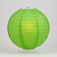 Luna Bazaar Premium Paper Lantern Lamp Shade (12-Inch, Parallel Ribbed, Grass Green) - Chinese/Japanese Hanging Decoration - for Parties, Weddings, and Homes