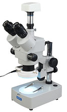 Load image into Gallery viewer, OMAX 3.5X-90X Digital Trinocular Table Stand Stereo Microscope with 1.3MP USB Digital Camera and Dual Lights and Additional 54 LED Ring Light
