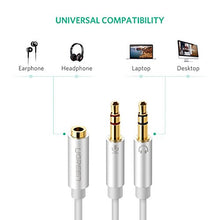 Load image into Gallery viewer, UGREEN Headphone Splitter for Computer 3.5mm Female to 2 Dual 3.5mm Male Headphone Mic Audio Y Splitter Cable Smartphone Headset to PC Adapter (White)
