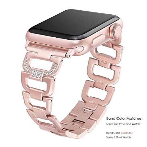 Mobile Advance Stainless Steel Bling Band Bracelet for Apple Watch Series 6/SE/5/4/3/2/1 (Pink, 38MM/40MM)