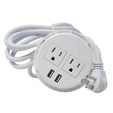 Load image into Gallery viewer, Desktop Power Grommet Outlet Data Center Fit 3&quot; Hole No Drilling Required if you have 3&quot; Hole, 2 Outlet W/2 USB Ports (WHITE - 3&quot; (6ft Power Cord)
