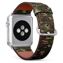 Load image into Gallery viewer, Compatible with Big Apple Watch 42mm, 44mm, 45mm (All Series) Leather Watch Wrist Band Strap Bracelet with Adapters (Army Camouflage)
