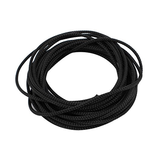 Aexit 2mm Dia Tube Fittings Tight Braided PET Expandable Sleeving Cable Wire Wrap Sheath Microbore Tubing Connectors Black 5M