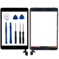 KAKUSIGA Compatible with ipad Mini/iPad Mini 2 Touch Screen Complete Assembly with IC Chip Flex Cable Home Button Camera Bracket Pre Assembled, Adhesive and Repair Tool Kits(Black)
