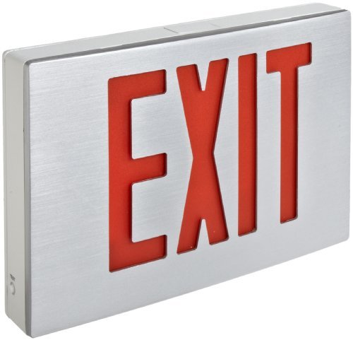 Morris Products 73346 Cast Aluminum LED Exit Sign, Red Letter Color, Brushed Aluminum Face Color, White Housing Finish (2)