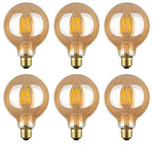 Load image into Gallery viewer, Bulbright 6PACK LED Vintage Edison Bulb, Amber Gilded Glass, G30/G95 6W LED Light Filament Bulb, E26 Base, Warm White 2700K, 50Watts Equivalent, 110-120VAC, Dimmable (Pack of 6, 6Watt)
