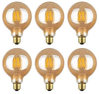 Bulbright 6PACK LED Vintage Edison Bulb, Amber Gilded Glass, G30/G95 6W LED Light Filament Bulb, E26 Base, Warm White 2700K, 50Watts Equivalent, 110-120VAC, Dimmable (Pack of 6, 6Watt)