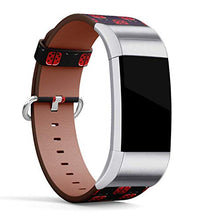 Load image into Gallery viewer, Replacement Leather Strap Printing Wristbands Compatible with Fitbit Charge 3 / Charge 3 SE - Stylized red and Black Spotted Ladybird or Ladybug Pattern
