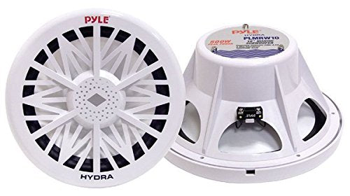 Pyle PLMRW8 8-Inch Outdoor Marine Audio Subwoofer - 400 Watt Single White Waterproof Bass Loud Speaker For Marine Stereo Sound System, Under Helm or Box Case Mount in Small Boat, Water Vehicle