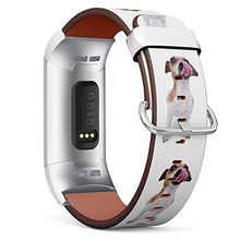 Load image into Gallery viewer, Replacement Leather Strap Printing Wristbands Compatible with Fitbit Charge 3 / Charge 3 SE - Funny Jack Russell Terrier Dog Licking Lips
