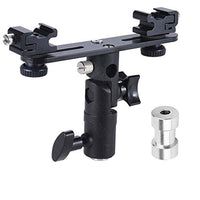 EXMAX E2 Adjustable Double Flash Bracket Dual Hot Shoe Speedlight Stand Umbrella Holder Light Stand Bracket Mount 1/4