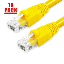 Load image into Gallery viewer, GRANDMAX CAT6A 7&#39; FT Yellow RJ45, 550MHz, UTP Ethernet Network Patch Cable Snagless/Molded Bubble Boot, 10 Pack
