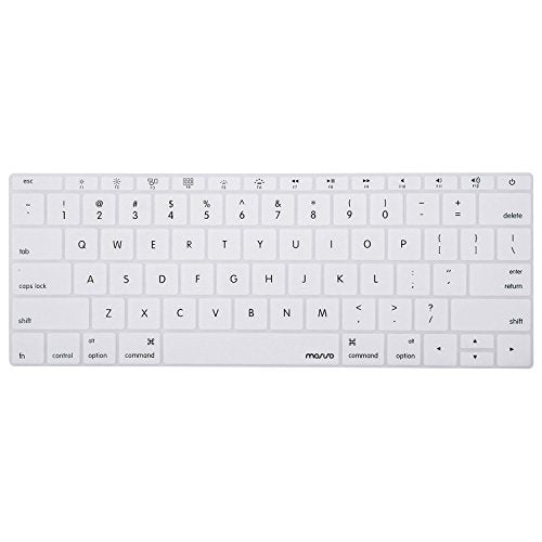 MOSISO Silicone Keyboard Cover Protective Skin Compatible with MacBook Pro 13 inch 2017 & 2016 Release A1708 Without Touch Bar, MacBook 12 inch A1534, White