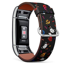 Load image into Gallery viewer, Replacement Leather Strap Printing Wristbands Compatible with Fitbit Charge 2 - Cat and Human Skulls and Bones Pattern
