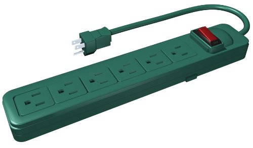 Westinghouse 28025 6-Outlet Grounded Power Strip with 2.5-Foot Cord, Green