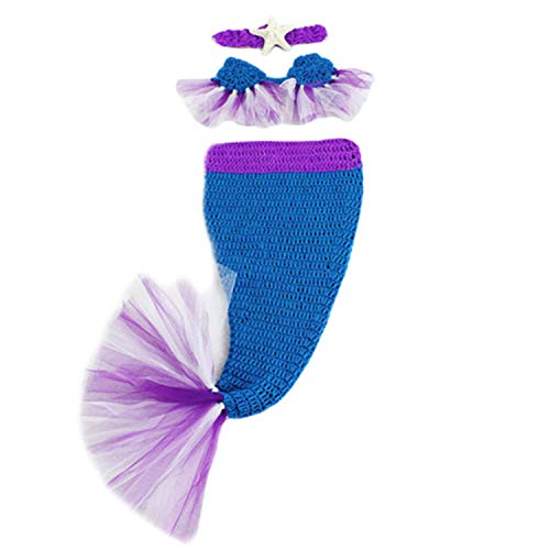 Newborn Baby Crochet Knitted Photography Props Purple Mermaid Bra