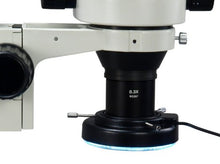 Load image into Gallery viewer, OMAX 2.1X-45X Zoom Binocular Single-Bar Boom Stand Stereo Microscope with 144 LED Ring Light and Light Control Box
