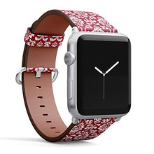 Load image into Gallery viewer, S-Type iWatch Leather Strap Printing Wristbands for Apple Watch 4/3/2/1 Sport Series (42mm) - Baroque Damask Pattern Red and White Ornament

