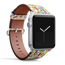 Load image into Gallery viewer, Q-Beans Watchband, Compatible with Big Apple Watch 42mm / 44mm, Replacement Leather Band Bracelet Strap Wristband Accessory // Colorful Flip Flops Pattern
