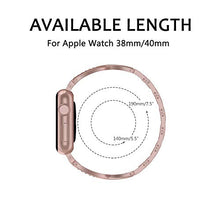 Load image into Gallery viewer, Yolovie Stainless Steel Band Compatible for Apple Watch Bands 40mm 38mm Women Rhinestone Bling Wristband Metal Bracelet Sport Strap with Removal Links for iWatch Series 5 4 3 2 1 - Rose Gold
