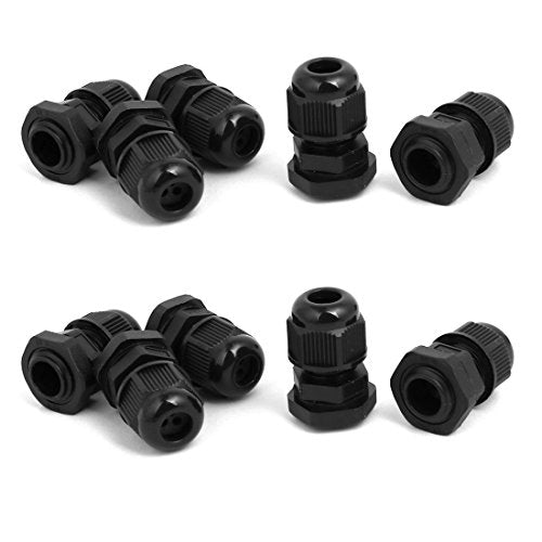 Aexit PG9 3mm Transmission 22mm x 35.5mm 3 Holes Adjustable Cables Gland Black 10pcs