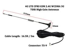 Load image into Gallery viewer, TS9 Connector Antenna 7DBi High Gain 4G LTE CPRS GSM 3G 2.4G WCDMA Omni Directional Antenna with Magnetic Stand Base 5m RG174 Extension Cable for WiFi Router Mobile Broadband Outdoor Signal Booster
